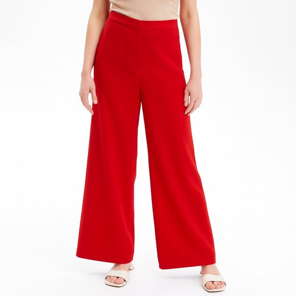 Nanette Lepore Red Trousers Pants Womens Size 4 Wide Leg - Picture 1 of 7